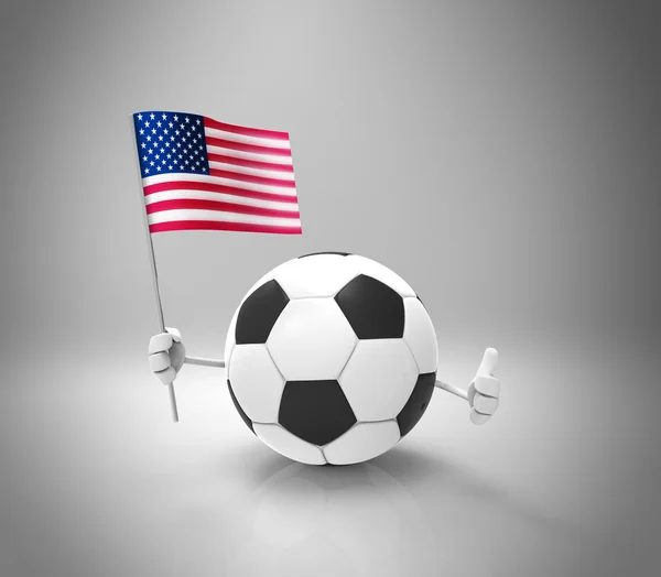 Cartoon-Fußballball mit Fahne — Stockfoto