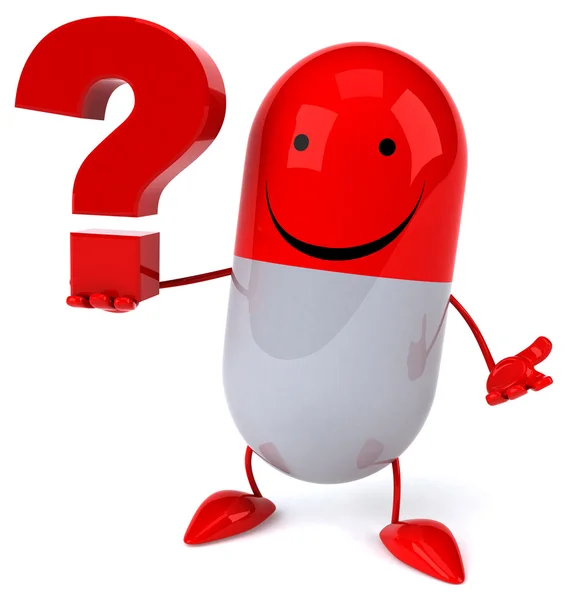 Fun pill with question — Stock Photo, Image