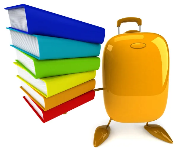 Fun cartoon yellow suitcase — Stock Photo, Image