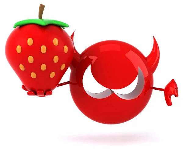 Amusant dessin animé Virus avec fraise — Photo