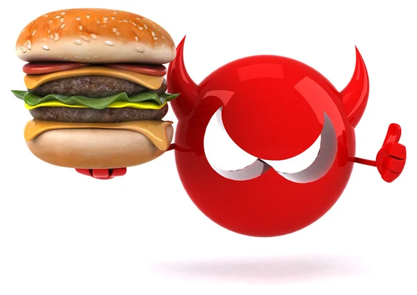 Fun cartoon Virus with burger — Stock Photo, Image
