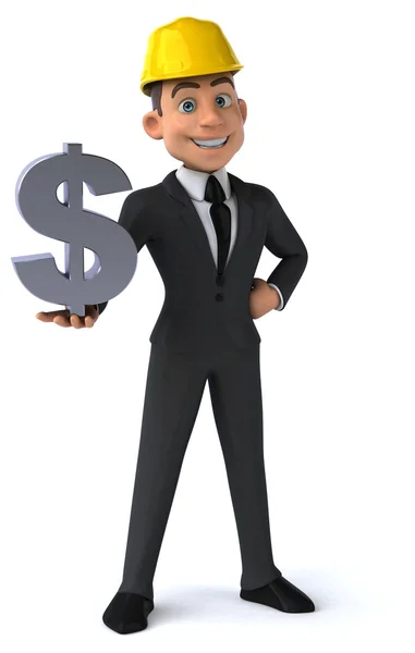 Fun architect with dollar sign — Stock Photo, Image