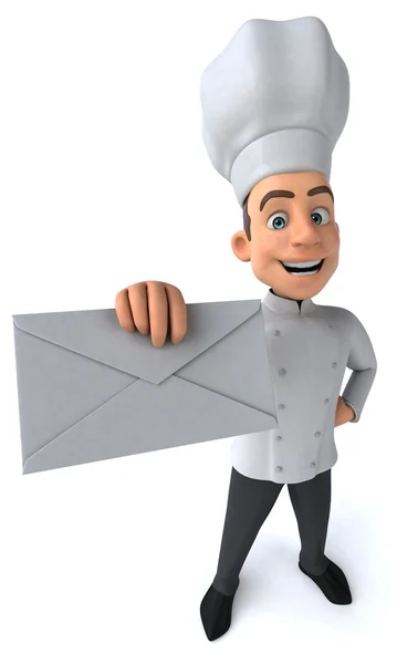 Fun cartoon chef with letter — Stock Photo, Image