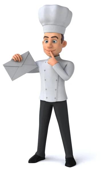 Fun cartoon chef with letter — Stock Photo, Image
