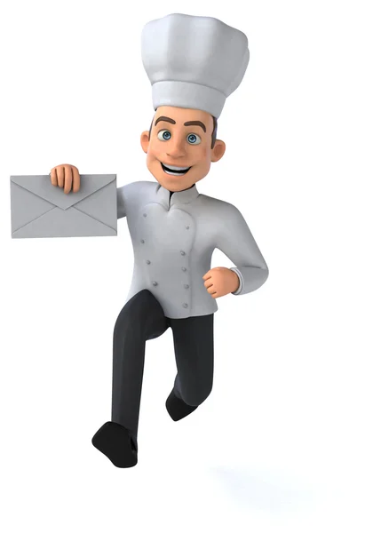 Fun cartoon chef with letter — Stock Photo, Image
