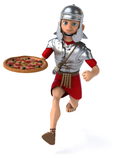 Soldat romain avec pizza — Photo