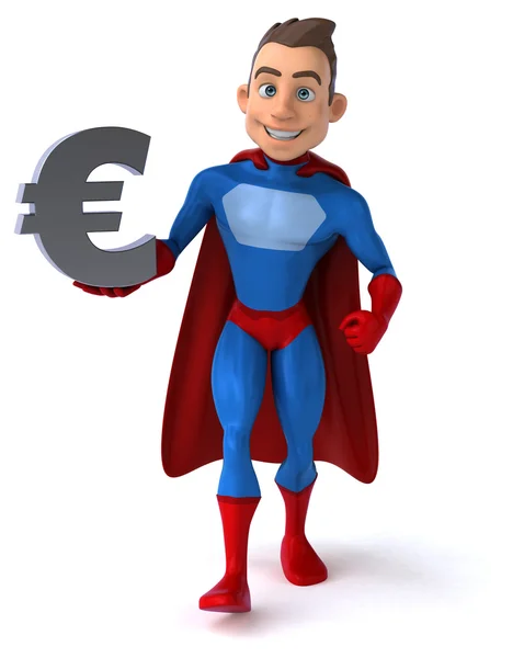 Fun superhero with euro sign — Stock Photo, Image