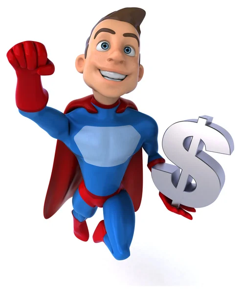 Fun superhero with dollar sign — Stock Photo, Image