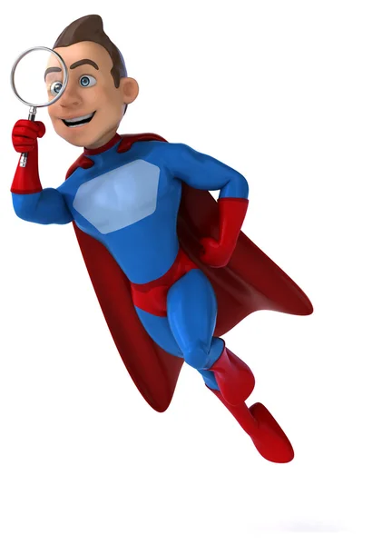 Super-herói divertido com lupa — Fotografia de Stock
