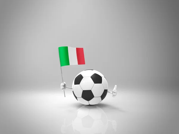 Cartone animato palla da calcio con bandiera — Foto Stock