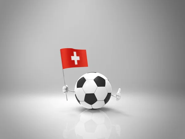 Kreskówka piłka piłka nożna z flagą — Zdjęcie stockowe