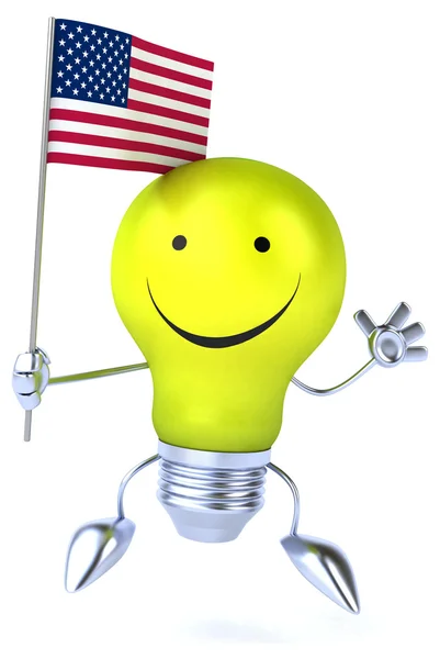 Cartoon light bulb with flag — Stock Photo, Image
