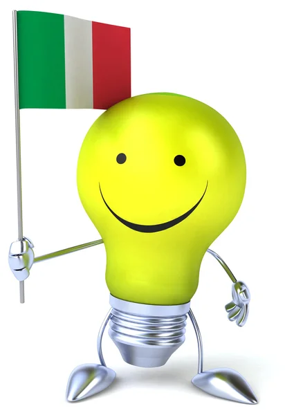 Cartoon  light bulb with flag — Stock Photo, Image