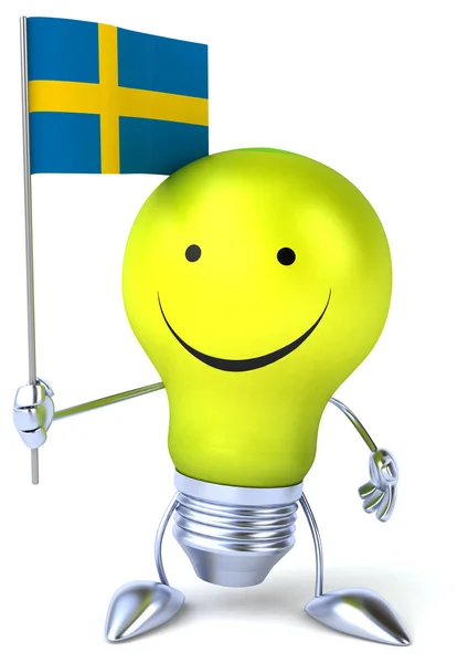 Cartoon  light bulb with flag — Stock Photo, Image