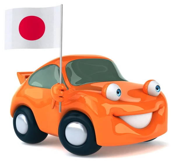 Çizgi film araba bayrak ile eğlenceli — Stok fotoğraf