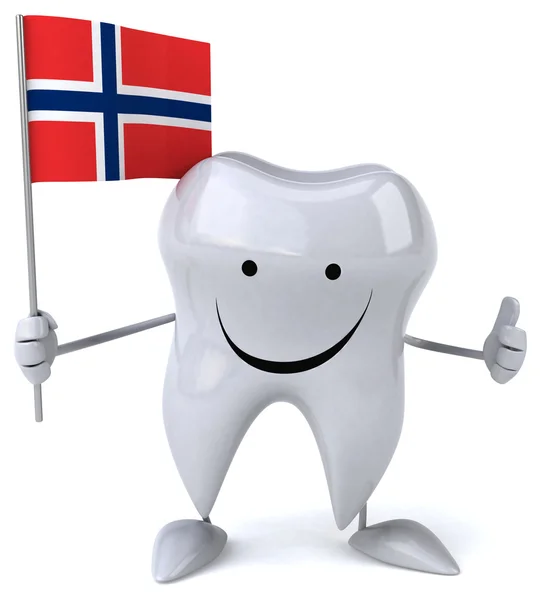 Cartoon tooth with flag — Stock Photo, Image