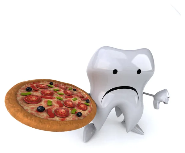 Dente del fumetto con pizza — Foto Stock