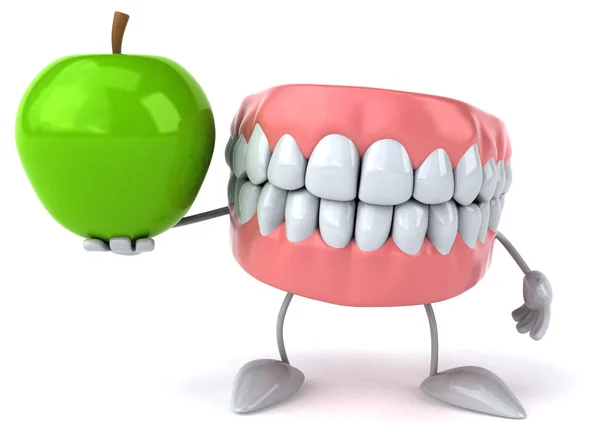 Dientes divertidos con manzana — Foto de Stock