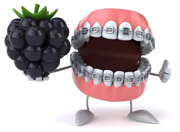 Fun teeth with strawberry — Stock Photo, Image