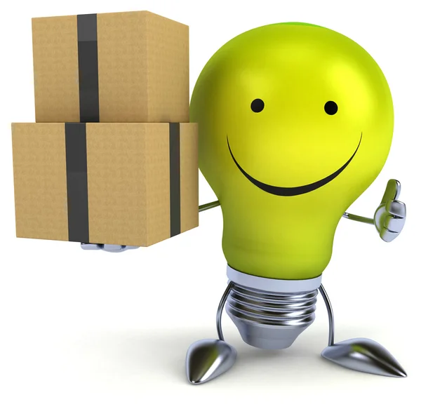 Fun light bulb with boxes — Stock Photo, Image