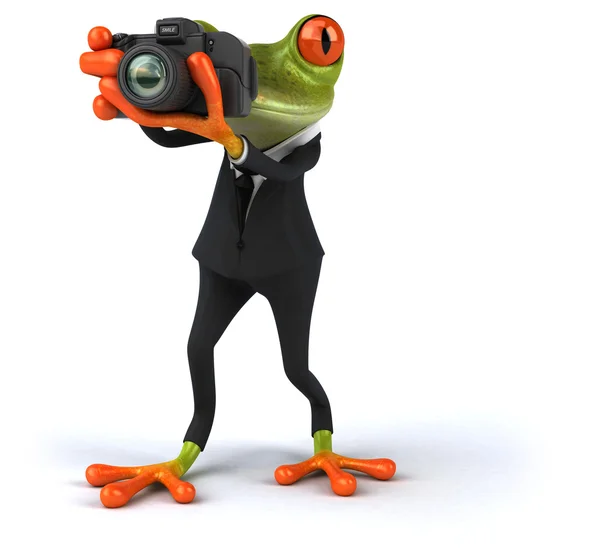 카메라와 함께 재미 있는 개구리 — 스톡 사진