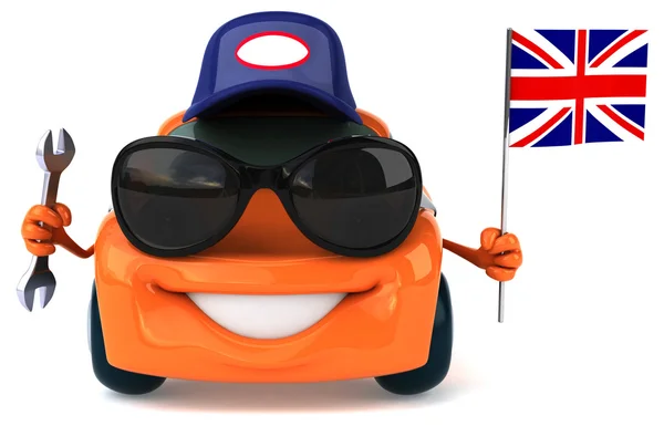 Fun car with flag — Stock Photo, Image