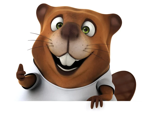 Beaver with a white t shirt — Stock Photo, Image
