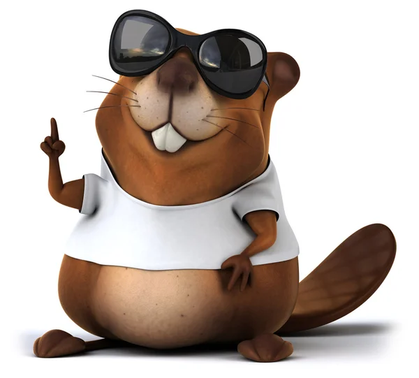 Beaver met een wit t shirt — Stockfoto