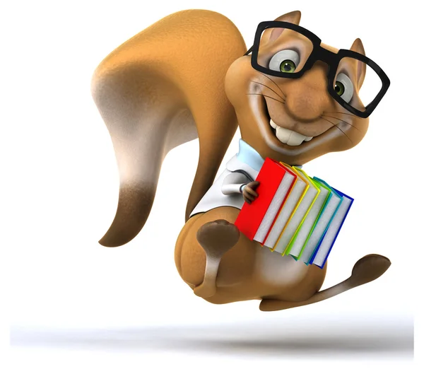 Fun squirrel with books — Zdjęcie stockowe