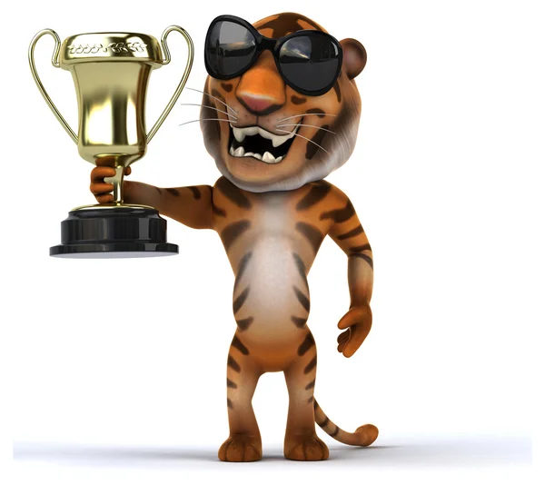 Tigre divertido com troféu — Fotografia de Stock