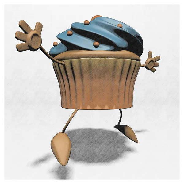 Roliga tecknade cupcake — Stockfoto