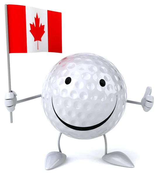 Cartoon Golf ball with flag — Stock Photo, Image