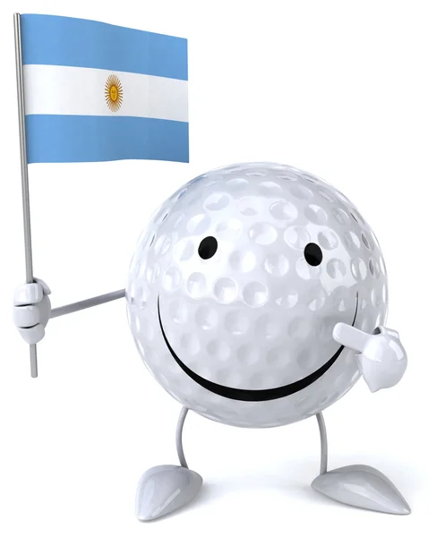 Dibujos animados pelota de golf con una bandera —  Fotos de Stock