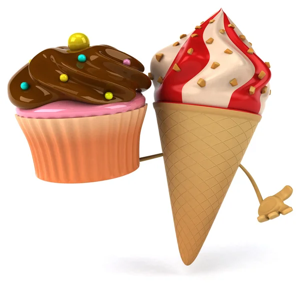 Gelato con cupcake — Foto Stock