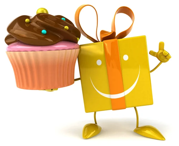 Presente divertido com cupcake — Fotografia de Stock