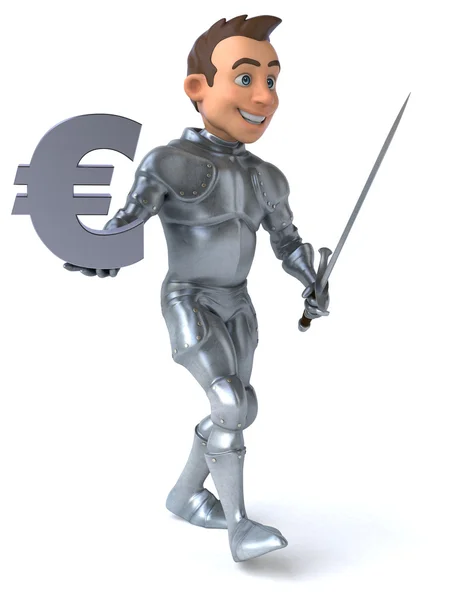 Fun knight with euro — Stock Photo, Image