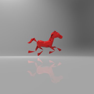 Gri arka plan üzerinde at