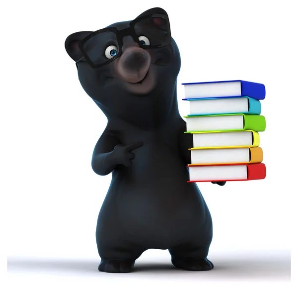 Веселый медведь с книгами — стоковое фото