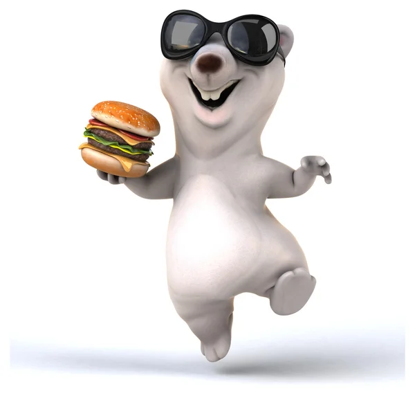 Zabawy misia z burger — Zdjęcie stockowe
