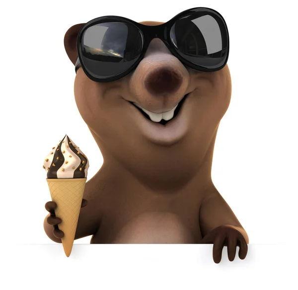 Fun bear with ice cream — Stock Photo, Image