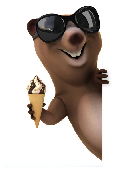 Fun bear with ice cream — Stock Photo, Image