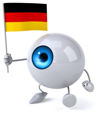 cartoon eye with a flag