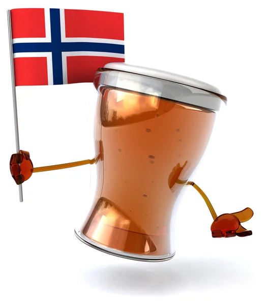 Fun cartoon beer with flag — Stock Photo, Image