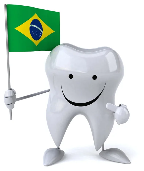 Fun cartoon tooth with flag — Stok fotoğraf