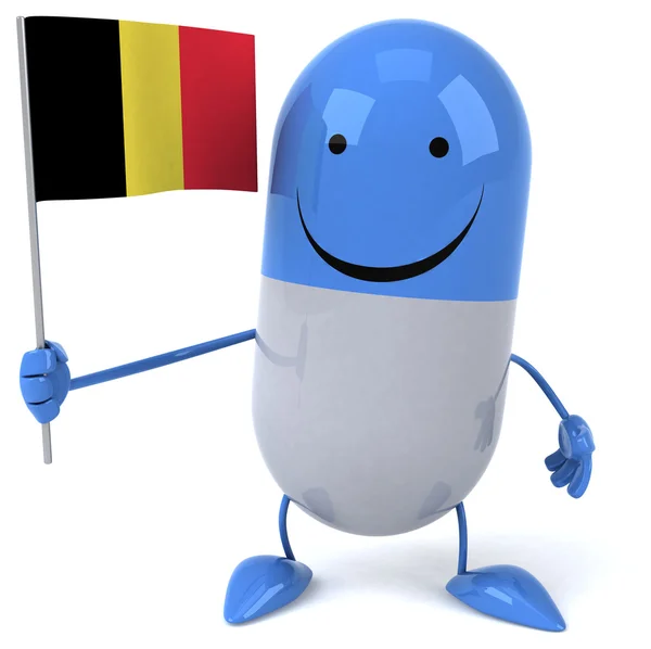 Fun cartoon pill with flag — Stock Photo, Image