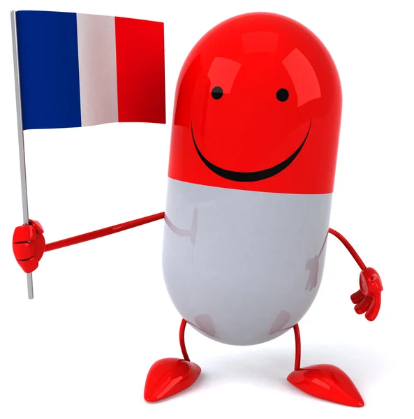 Fun cartoon pill with flag — Stock Photo, Image