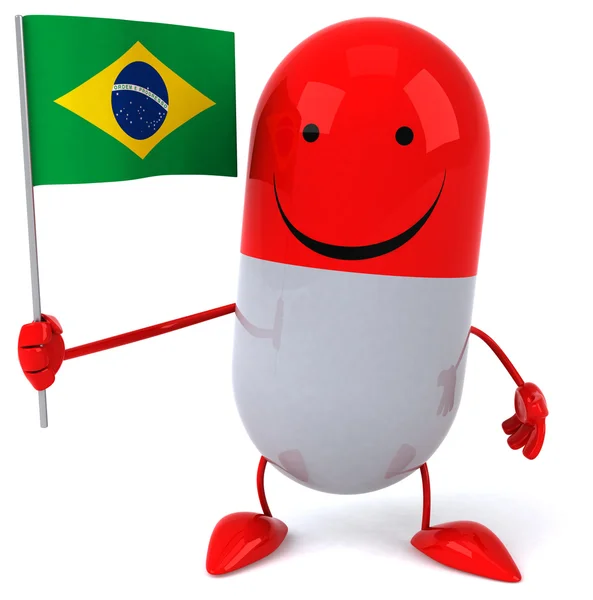 Cartoon pill with flag — Stock Photo, Image