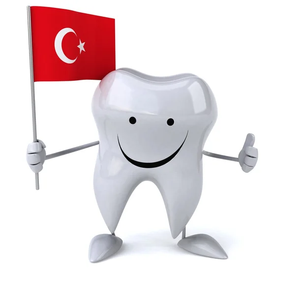 Cartoon tooth with flag — Stock Photo, Image