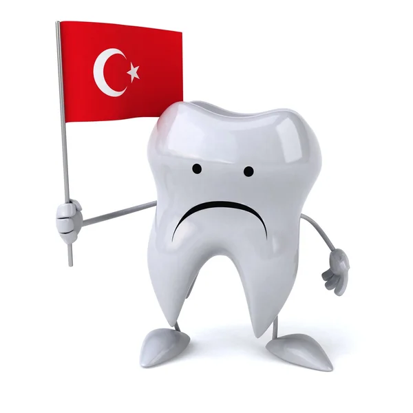 Cartoon tooth with flag — Stock Photo, Image