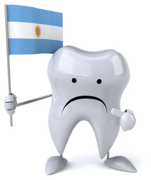 Cartoon tooth with flag — Stock Photo, Image